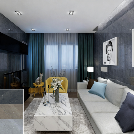  Find similar icon High Quality Custom Modern SPC Wall Panel Waterproof Fireproof Marble PVC Household Bedroom Living Room Kitchen Bathroom